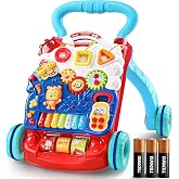 YOLAY Baby Walker, Anti-Slip Baby Push Walker with AA Duracell Batteries | 360&deg; Anti-Slip Play Panel, Rounded Edges &amp; Foldable Sit-to-Stand Design