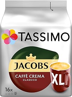 Tassimo Kapseln Jacobs Caffè Crema Classico XL, 80 Kaffeekapseln, 5er Pack, 5 x 16 Getränke