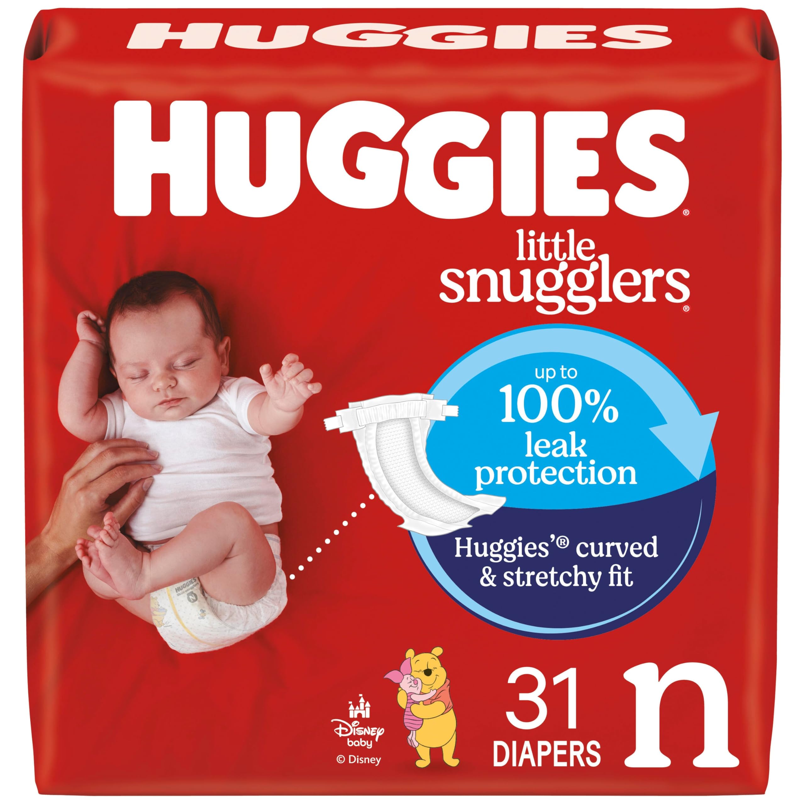 Photo 1 of Huggies Size Newborn Diapers, Little Snugglers Baby Diapers, Size Newborn (up to 10 lbs), 31 Count, Packaging May Vary