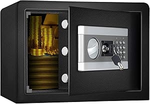 US STOCK 0.8 Cub Fireproof and Waterproof Safe Box with Digital Keypad for Home Office, Dual-Security Steel Safe for Money Gun Jewelry Document