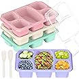 BoYoYo 4 PCS Bento Box for Kids, Bento Box Adult Lunch Box, 5 Compartment Lunch Containers, Snackle Box Container, Snack Containers, Meal Prep Containers Reusable for School, Work, and Travel
