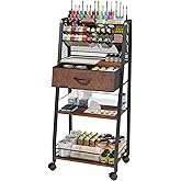 Homsorout 3 Tier Rolling Cart - Metal Utility Cart with Storage Drawer and Wheels, Versatile Art & Craft Organizer for Home, Office, or Studio - Ideal for Storing Brushes, Paints, and Supplies