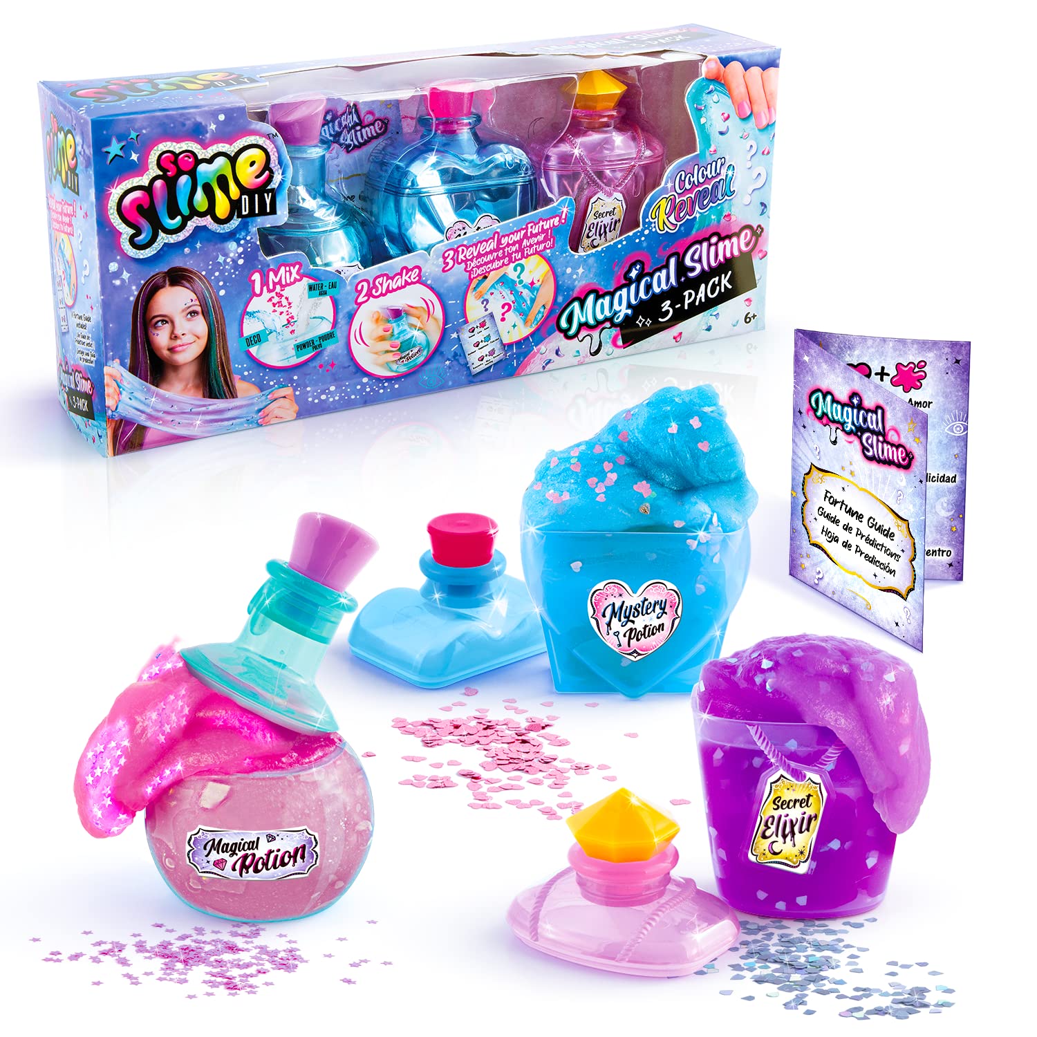 Magical Slime 3 Pack, Colour Reveal DIY Slimes, Potion Bottle Shakers, Potion Recipes & Decorations! Gifts for kids Ages 6+. | So Slime