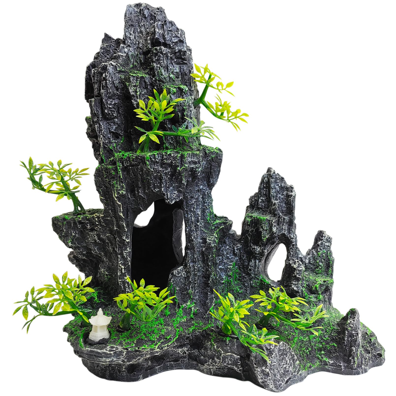 Photo 1 of kathson Aquarium Mountain View Stone Resin Fish Tank Decoration Betta Hideout Caves Rockery Landscape Tree Aquarium Decorations Large Rock Hiding Cave Decor for Small Fish Shrimp Play Ornament