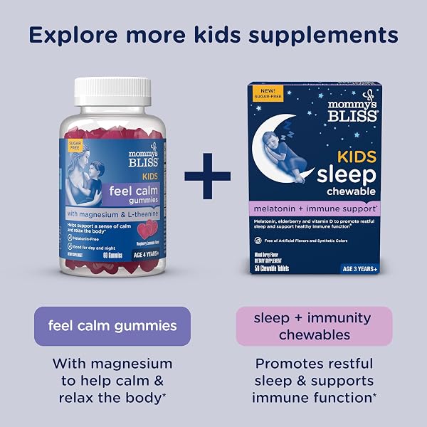 MOMMY’S BLISS KIDS SLEEP CHEWABLE TABLETS, MELATONIN, MAGNESIUM & CALMING HERBS, GRAPE FLAVOR, SUGAR FREE KIDS MELATONIN, AGE 3+ (35 SERVINGS), 35 COUNT (PACK OF 1)