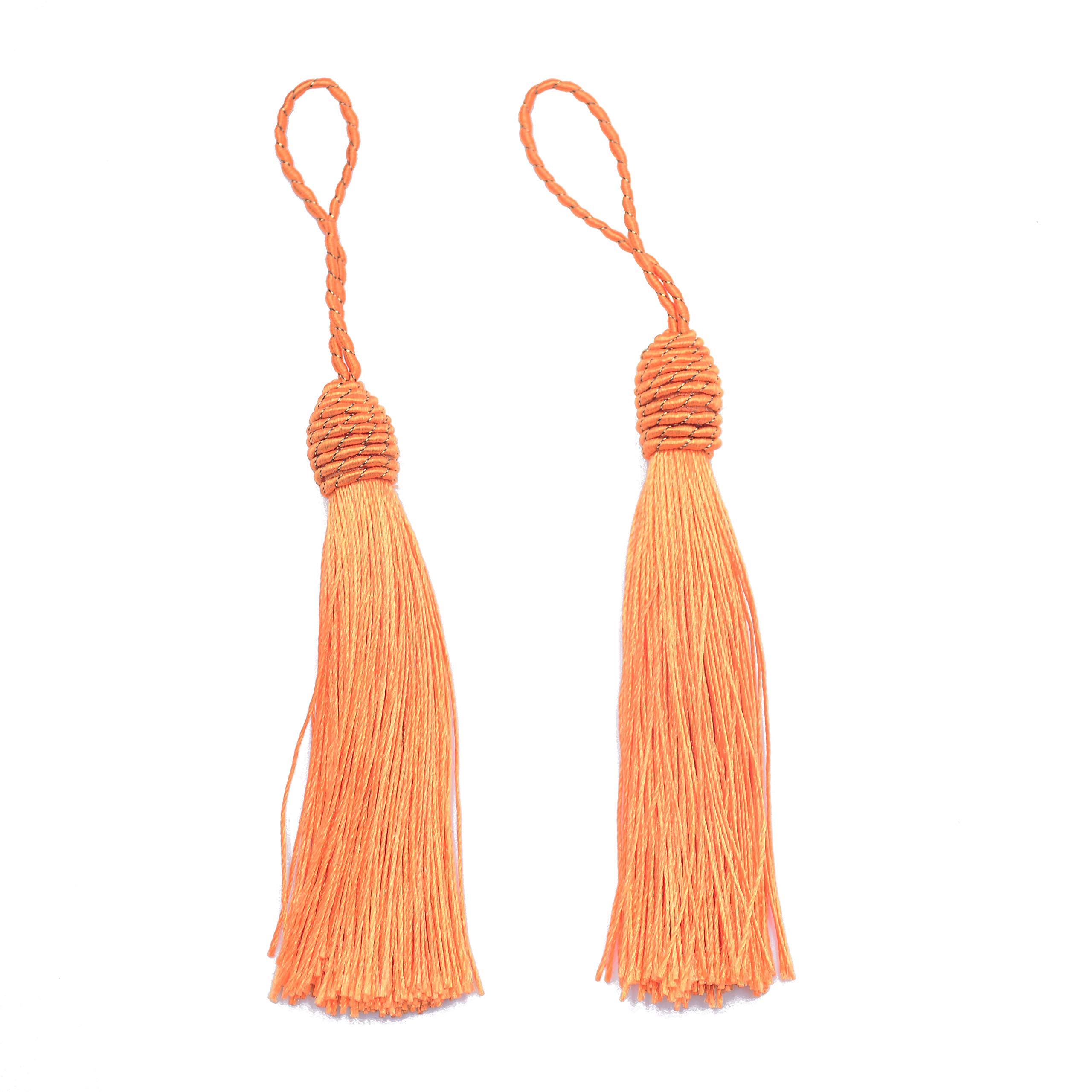 20pcs 15.5cm/6 Inches Silky Floss Bookmark Tassels with 2-Inch Cord Loop and Small Chinese Knot for Jewelry Making, Souvenir, Bookmarks, DIY Craft Accessory (Orange) — image 1