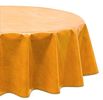 Wachstuchtischdecke OVAL RUND ECKIG Farbe u. Größe wählbar, Tischdecke Wachstuch abwischbar, Marmor (Orange Rund 140)