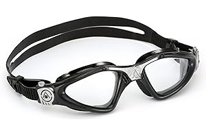 Aqua Sphere Kayenne Swim Goggles with Clear Lens, Black/Silver Frame