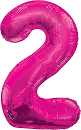 Unique Pink Number 2 Shaped Large Foil Balloon 86cm - 1 Piece view 4