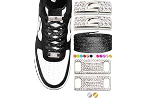 Elastic No Tie Shoe Laces with Bling Diamond Locks & Charms for Women's Sneakers