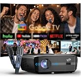 4K HDR Projector 2500ANSI with Google TV &amp; Wireless Mics for Karaoke | HDR10, Dolby Audio, Auto Lens Cap,TOF Autofocus WiFi6 &amp; Bluetooth5.4, HDMI ARC/CEC for Home Theater &amp; Movie Party