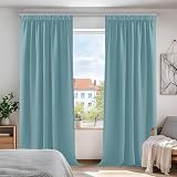 Deconovo Solid Thermal Blackout Curtains 2 Panels Sky Blue 66x90