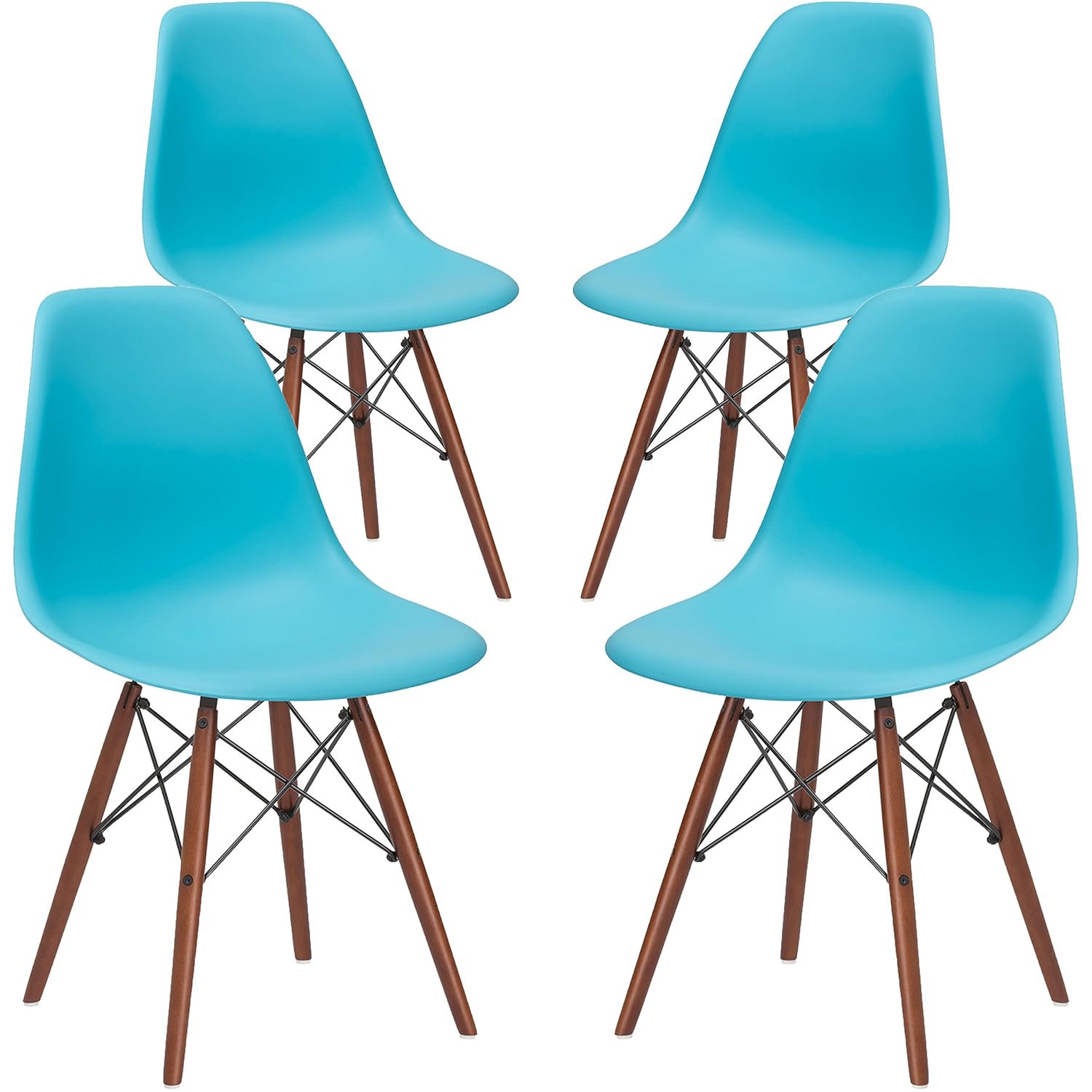 Poly And Bark Vortex Side Chair Walnut Legs Aqua Set Of 4