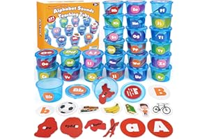 Joyreal Alphabet Learning Toys for Toddlers - 26 Alphabet Soup Sorters with 245 Flash Cards for Early Letter Awareness & Recognition - Fun Education Classroom Supplies Alphabet Sounds Teaching Games