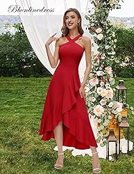 Bbonlinedress Women Red Halter Cocktail Prom Dress