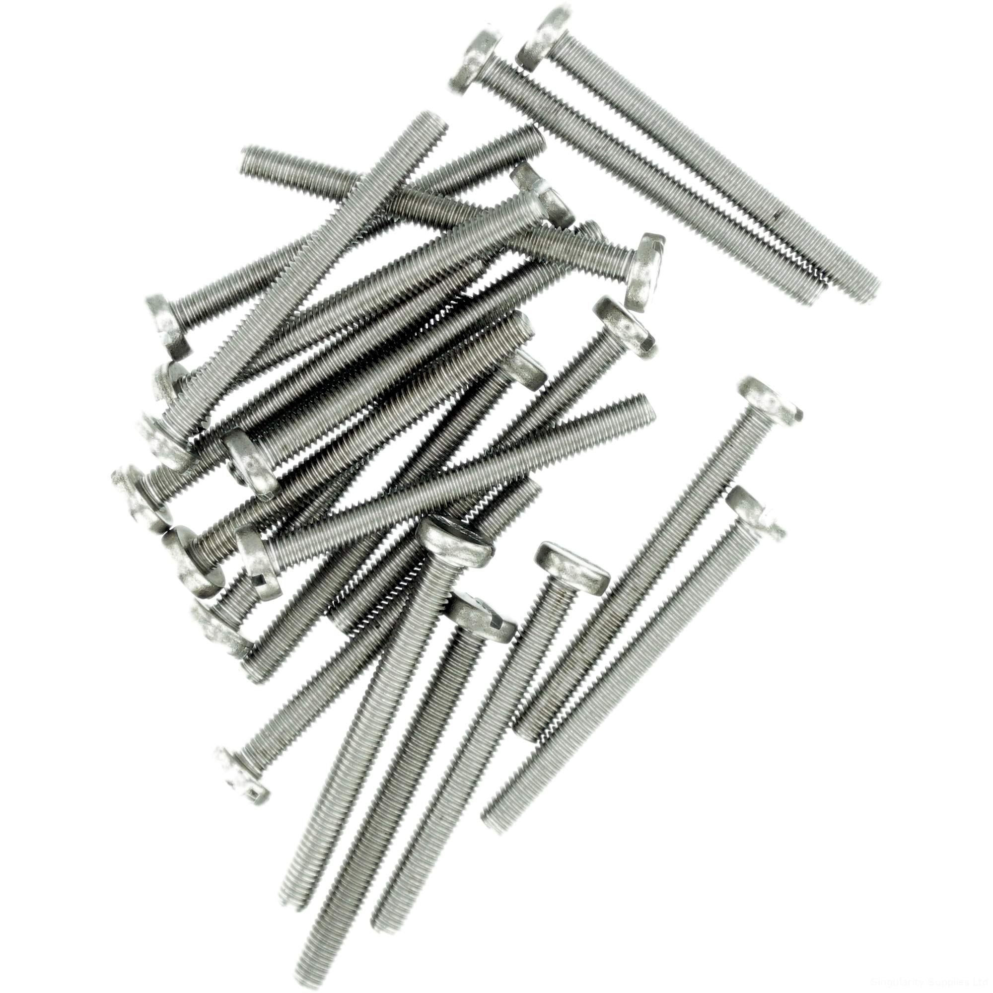 M2.5 (2.5mm x 20mm) Slot Pan Machine Screw (Bolt) - Stainless Steel (A2) (Pack of 20)