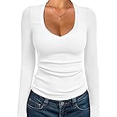 iGENJUN Women Long Sleeve V Neck Shirts for Women Business Casual Work Top Knit Slim Fit for Fall