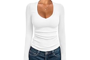 iGENJUN Women Long Sleeve V Neck Shirts for Women Business Casual Work Top Knit Slim Fit for Fall