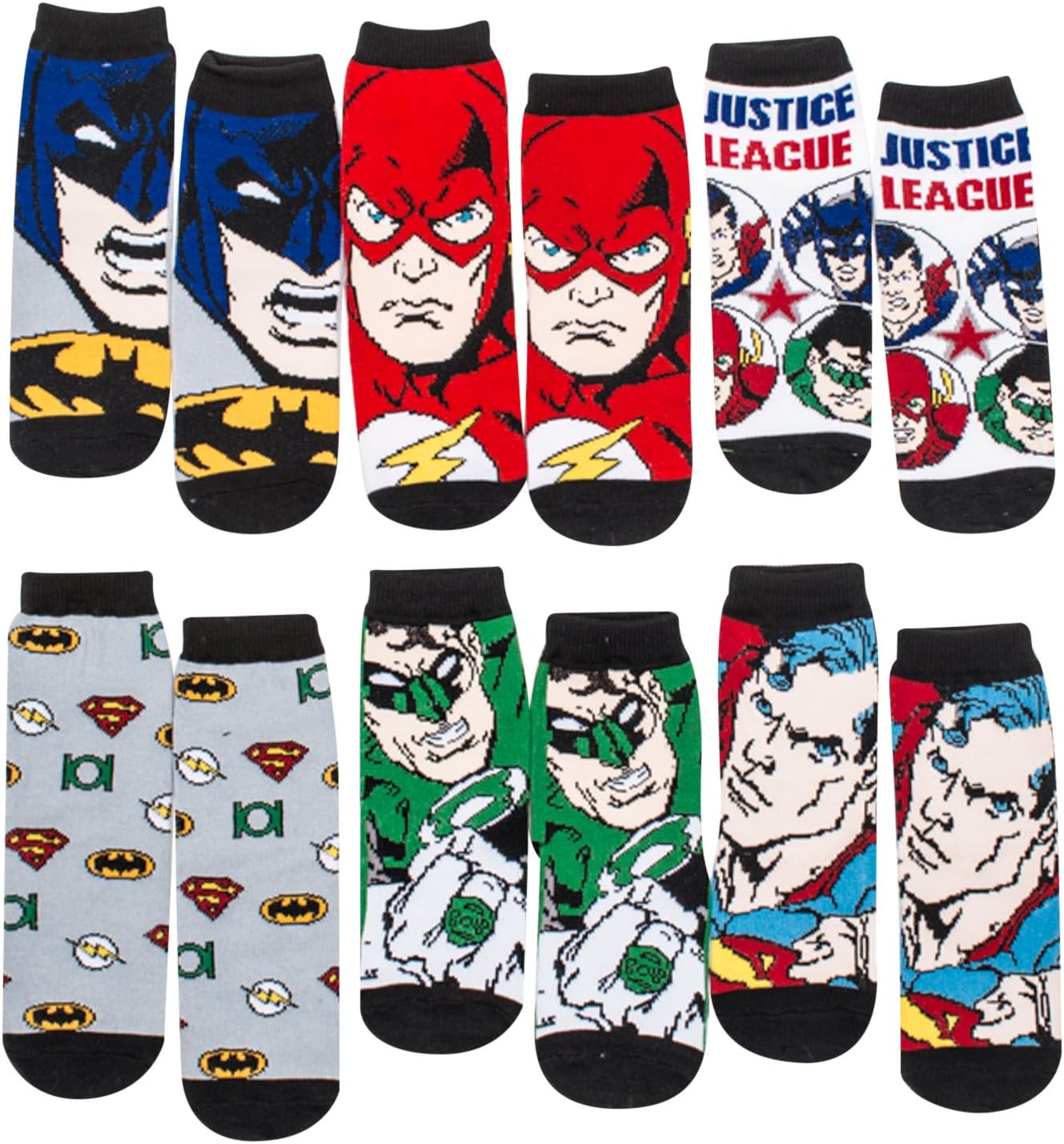 Justice League Anti-Slip Cozy Baby Booties for Boys, Cartoon Superheroes Newborn Friends, Socks for Toddlers, 6 Pack