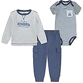 HUGGIES unisex-baby Bodysuit, Long Sleeve Top and Pants 3-piece Outfit Set