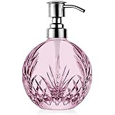 Godinger Soap Dispenser with Pump, Crystal Glass Lotion Dispenser, Bathroom and Kitchen Liquid Soap Dispenser - Dublin Collection, Blush