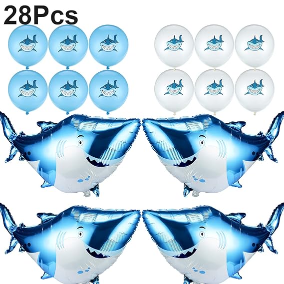 28 Stucke Haifisch Latex Luftballons Mit Mylar Haifisch