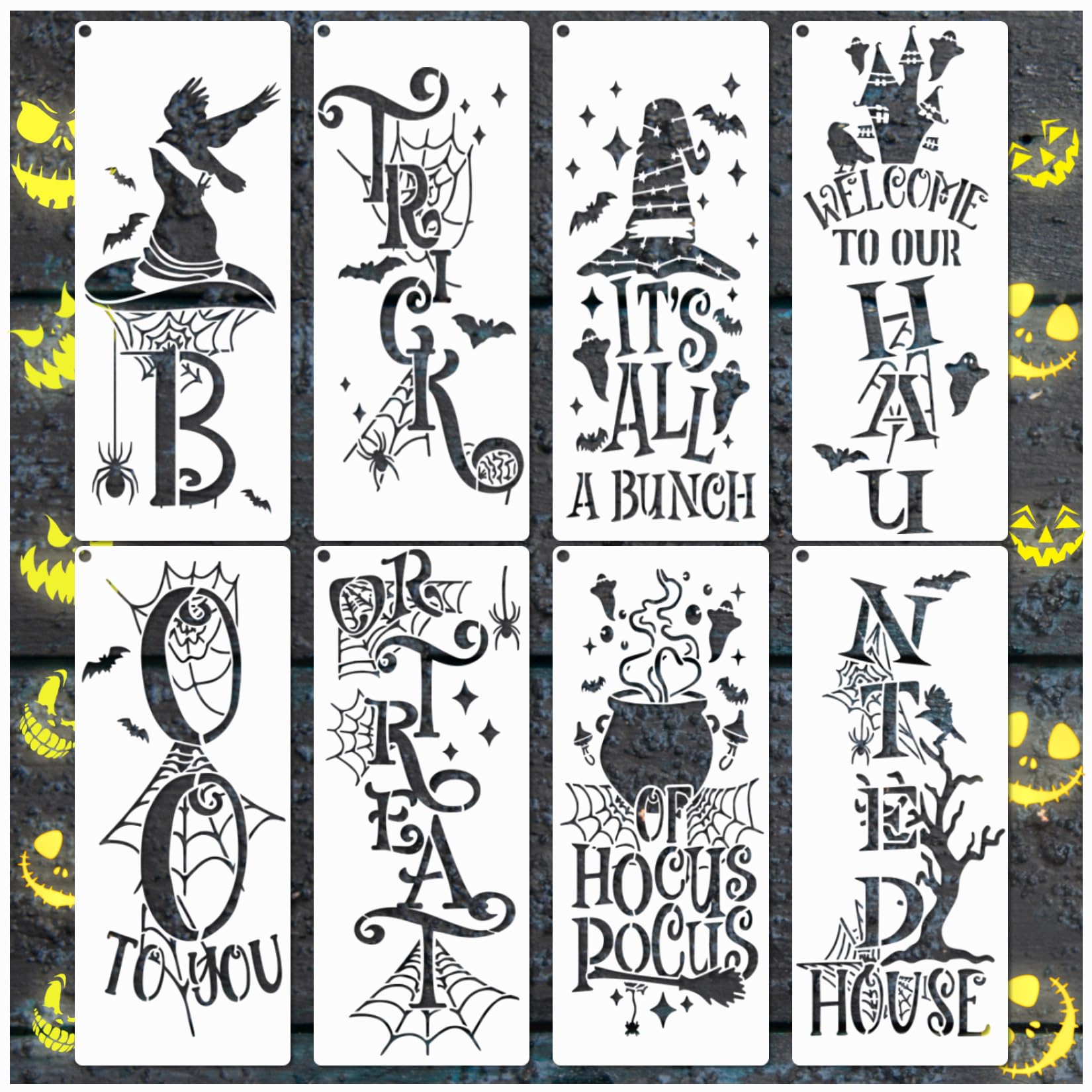 Large Halloween Stencils for Painting on Wood, Trick or Treat Boo ...