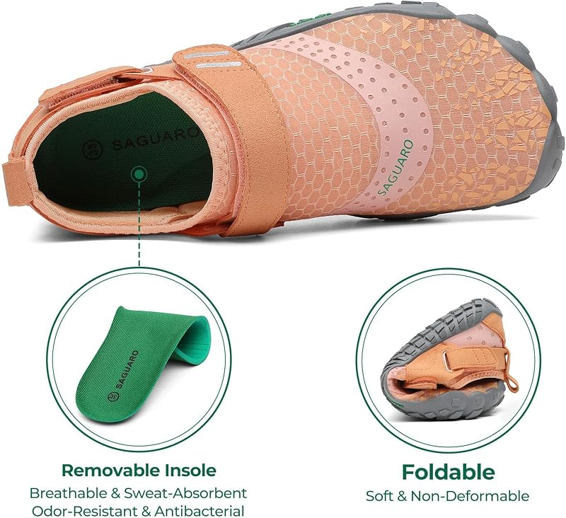 Barefoot Shoes Uomo Donna Scarpe Barefoot - Scarpe Minimaliste Scarpe da Palestra - Traspiranti Scarpe da Scoglio - Punta Larga e Suola a Goccia Zero Arancione Chiaro, Gr.38 EU
