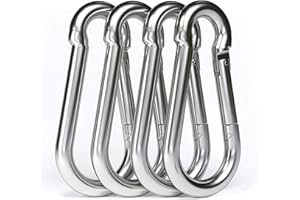 dimok Heavy Duty Carabiner Clips Stainless Galvanized Carbon Steel Spring Snap Hook Set for Camping Swing Boating Hammock Hiking 3 1/2 Inch