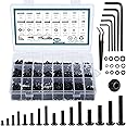 2024 Pcs Metric Screw Assortment, Bolts and Nuts Assortment Metric Machine Screw Assortment M2 M3 M4 M5, 10.9 Alloy Steel Black Zinc Plated Hex Button Head Screws Nuts Bolts and Washers Set