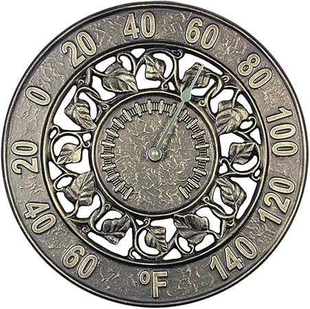 Amazon Com Whitehall Products Ivy Aluminum Outdoor Silhouette Thermometer 01846 12 Inch Diameter French Bronze Whitehall French Ivy Outdoor Clock Garden Outdoor