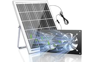 blessny 20W Solar Dual Fan Kit for Outdoor Chicken Coop, Solar Powered Fan for Outside Greenhouse Air Circulation, 16.4 Ft Long Cord IP65 Waterproof Plug