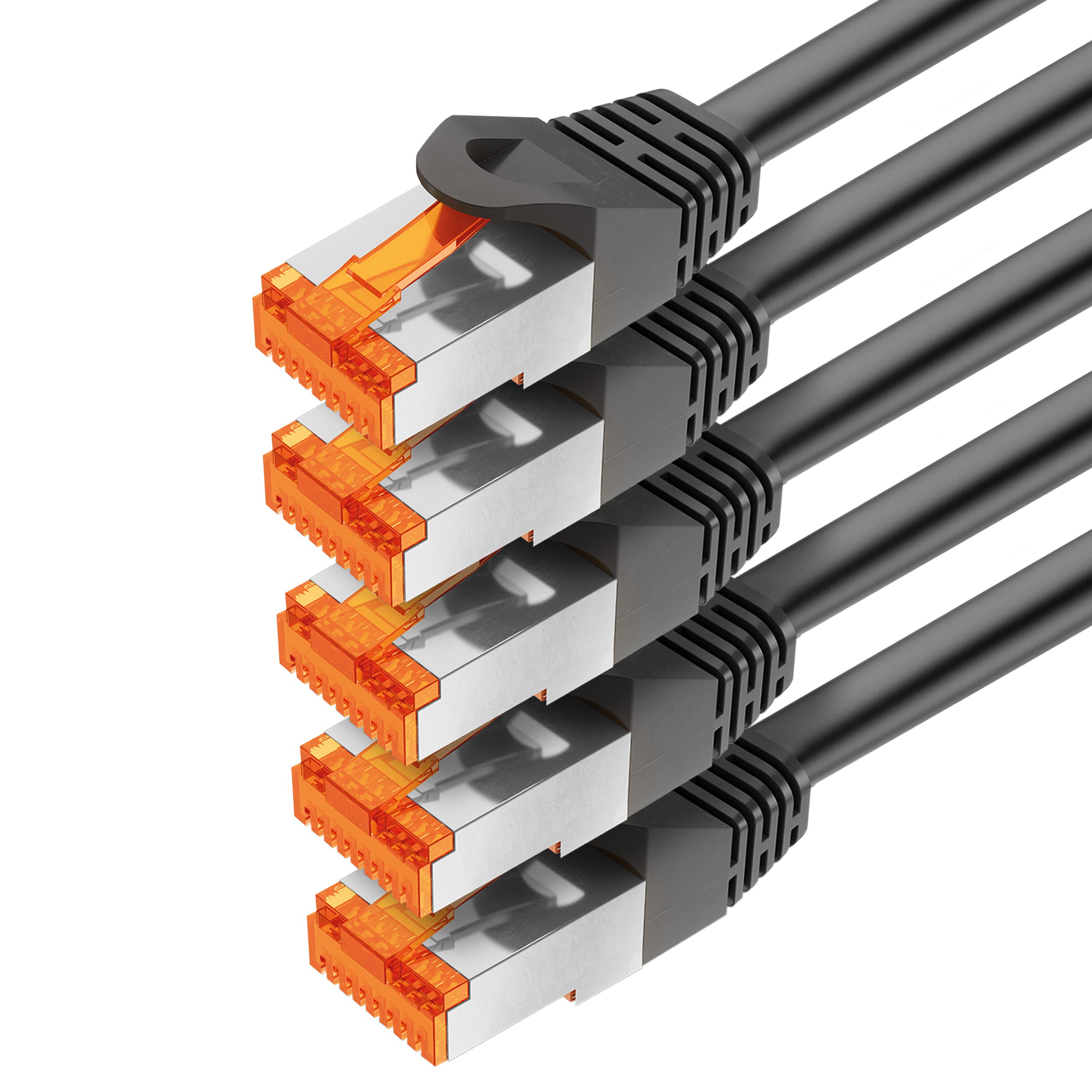 mumbi LAN Cable 0.25 m CAT 6 Network Cable Shielded F/UTP CAT6 Ethernet Cable Patch Cable RJ45 0.25 m Black (Set of 5)