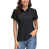 MAGCOMSEN Women's Polo Shirts UPF 50+ Sun Protection 4 Buttons Casual Work Quick Dry Short Sleeve Collared Golf Shirt