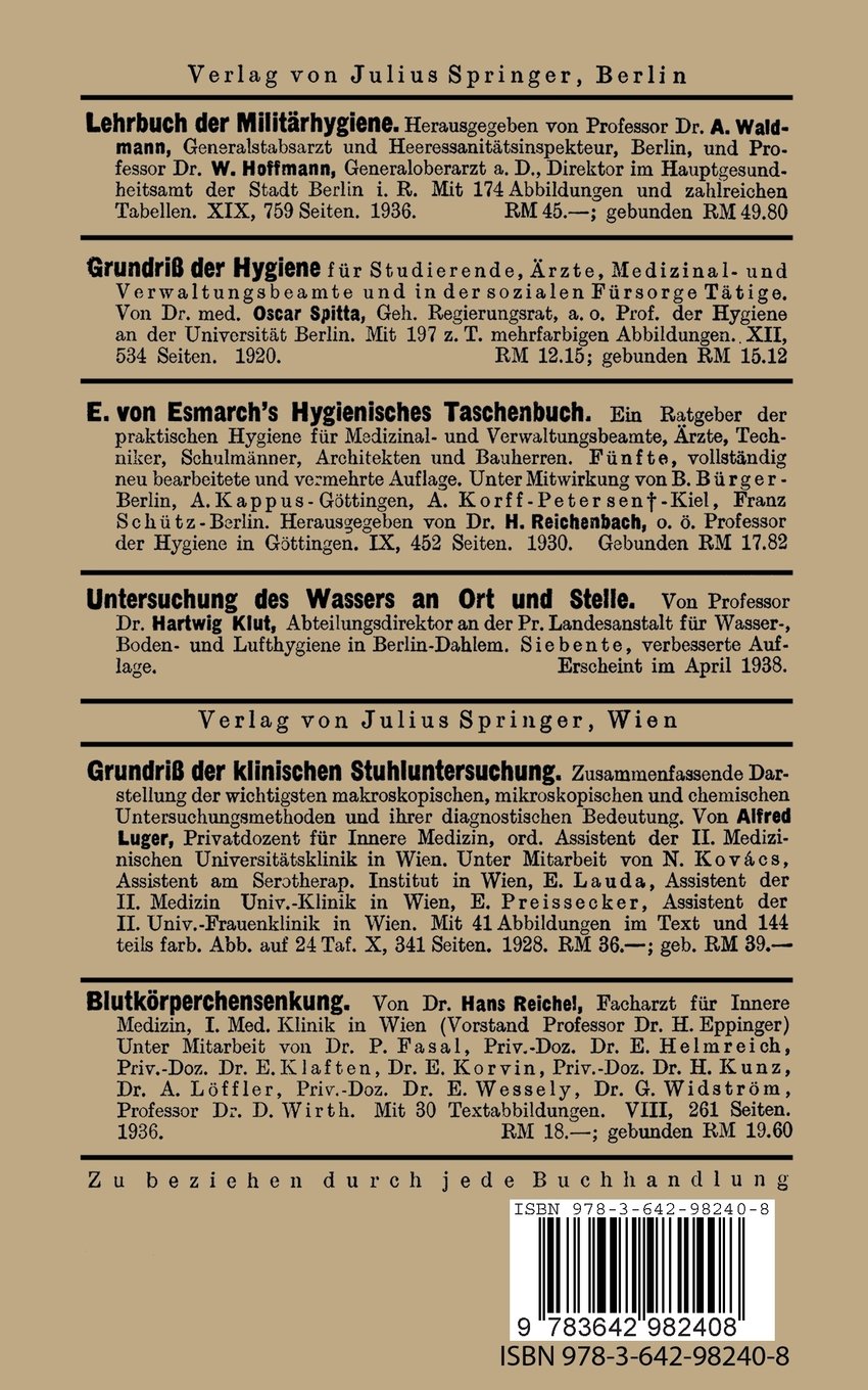 Buy Repetitorium Der Gesamten Hygiene Bakteriologie Und - 