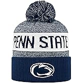 LogoFit NCAA Team Color-Embroidered Logo -Cuffed Knit Skully Beanie Pom Hat-OSFM
