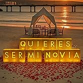 ERNTRNL Quieres Ser Mi Novia - Will You Be My Girlfriend Sign Lighted Letters in Spanish, Valentine's Day Romantic Decorations Special Night Decor with Tea Lights and Artificial Roses