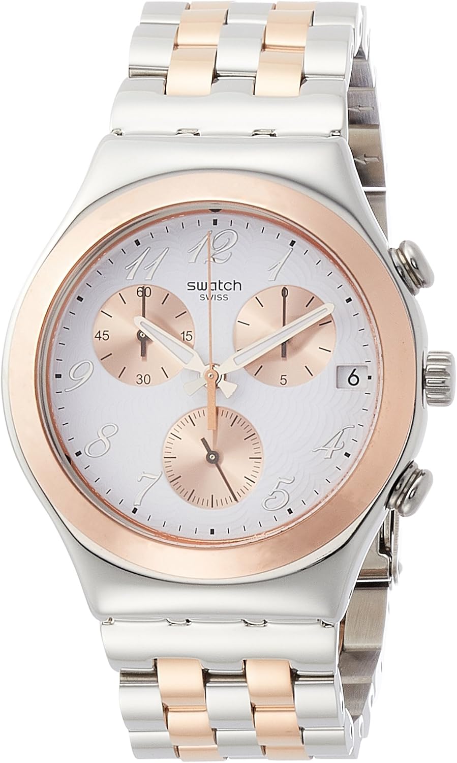 Swatch Damen Chronograph Quarz Uhr mit Edelstahl Armband YCS595G Amazon.de Uhren