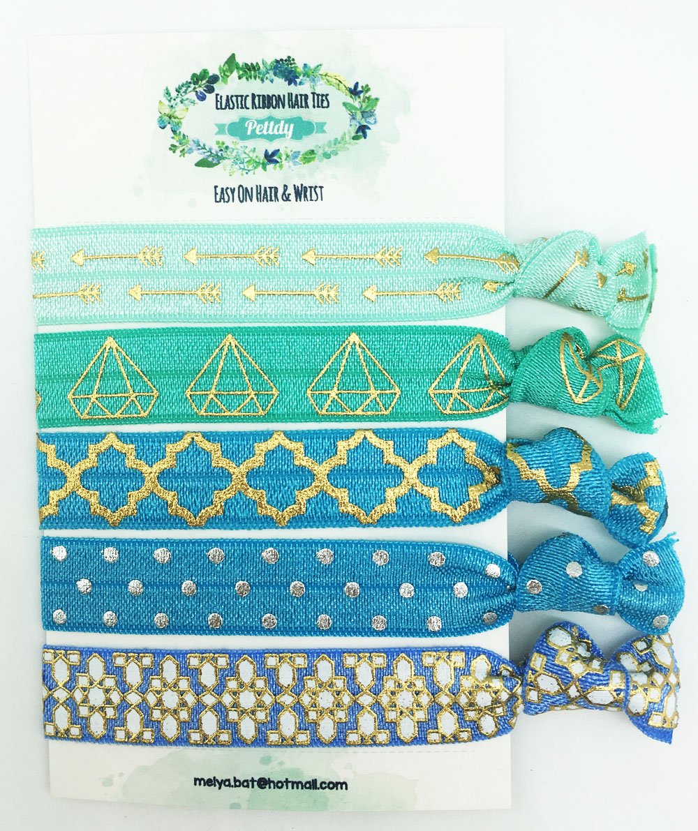 Elastic Hair Ties 5 Pcs No Tug Durable Knotted Elastic Ribbon
