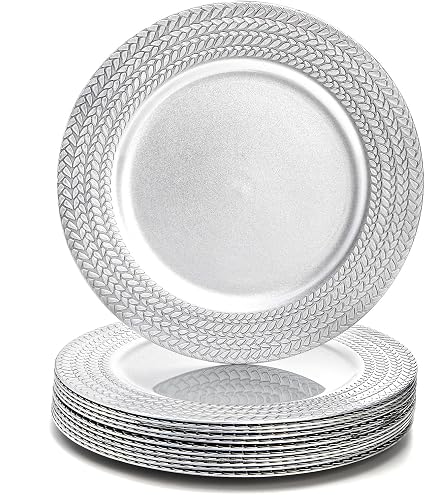 Home Details Silver Charger Plates – Set Of 24, 13 Inch Smooth Design Decorative Serving Plates For Holidays - View #6