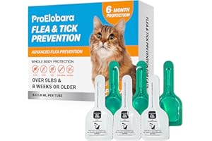 PROELOBARA Topical Flea and Tick for Large Cats: Waterproof Topical Cat Flea and Tick – Fast-Acting & Long-Lasting at Home Control for Cats Over 9 lbs and 8 Weeks or Older – 6-Dose Supply