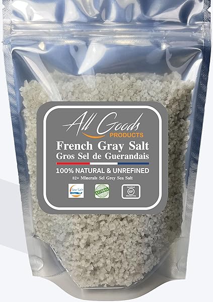 ALL GOODS MINERAL GREY SEA SALT – COARSE 12OZ, 82 MINERALS, FRENCH GRAY SALT HAND-HARVESTED, LES GUÉRANDAIS, UNREFINED.