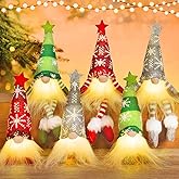 Gloween 6 Pack Gnomes Christmas Decorations, Lighted Handmade Swedish Tomte Light Up Plush Elf Holiday Present Gift Scandinavian Santa Tabletop Xmas Christmas Ornaments Decor