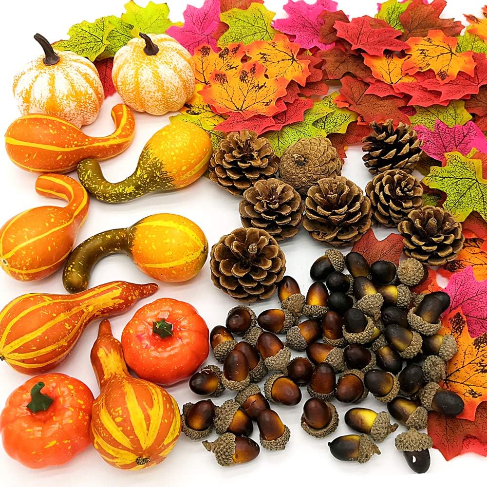 Amazon Com Pumpkin Decorating Kits 166pcs Artificial Autumn