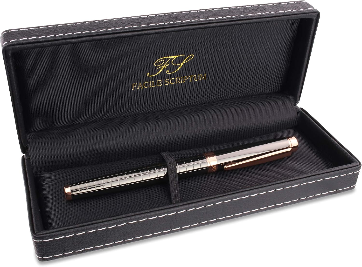 FACILE SCRIPTUM | Model Alice Rosé | Premium metal fountain pen with luxurious synthetic leather gift box | Rose gold & silver grey - Image 3