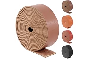 Swpeet Caramel Color 1 Inch Wide 80 Inches Leather Strap, Single Sided Full Grain Leather Strips Cord String, Long Flat Leath