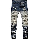 Anbreuinron Boy's Ripped Jeans Stacked Skinny Fit Destroyed Distressed Fashion Comfy Denim Jeans Pants