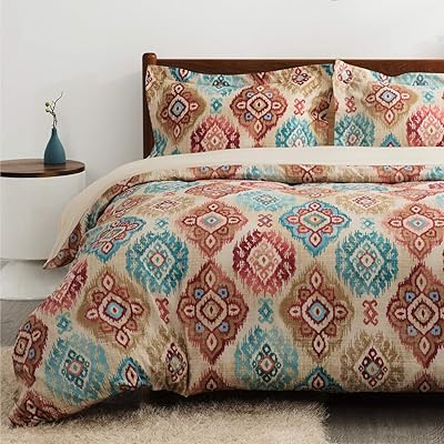 Bedsure Bohemian Duvet Cover Twin Size, Zipper Closure, 68x90 inches