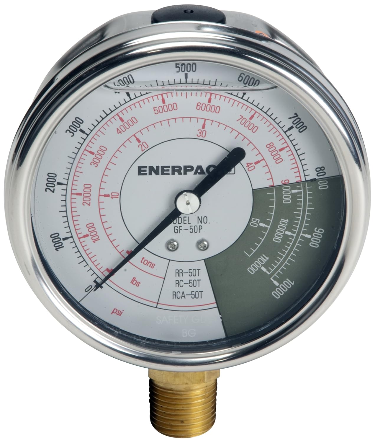 Enerpac GF5P Hydraulic Force and Pressure Gauge, 0 to 10000 PSI, 0 to