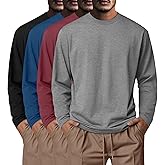 Neer 4 Pack Mens Big and Tall Shirts Cotton Long Sleeve Crewneck Casual Tops Plus Size Basic Tee Shirts Multipack